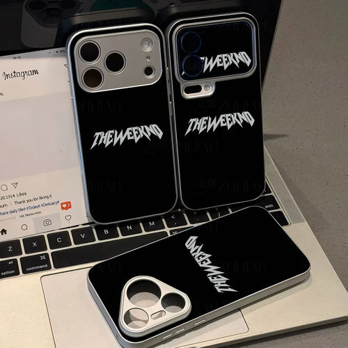 威肯标志磁吸磨砂黑框电镀玻璃手机壳适用苹果iphone17promax华为OPPORENO15CP40PROPURA70ULTRA1加ACE5竞速