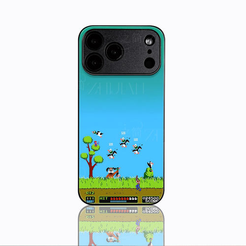 FC打鸭子游戏磁吸磨砂黑框电镀玻璃手机壳适用苹果iphone17promax华为OPPORENO10PRO荣耀X60GT红米K60ENOVA12