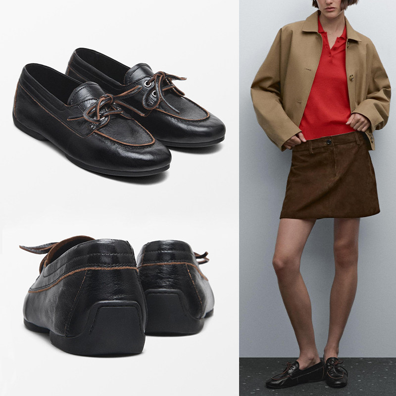 西班牙M.D原单女鞋复古绑带乐福鞋百搭平底真皮休闲小皮鞋帆船鞋,女鞋,德训鞋,淘宝优惠券,粉丝福利购,淘宝优惠卷