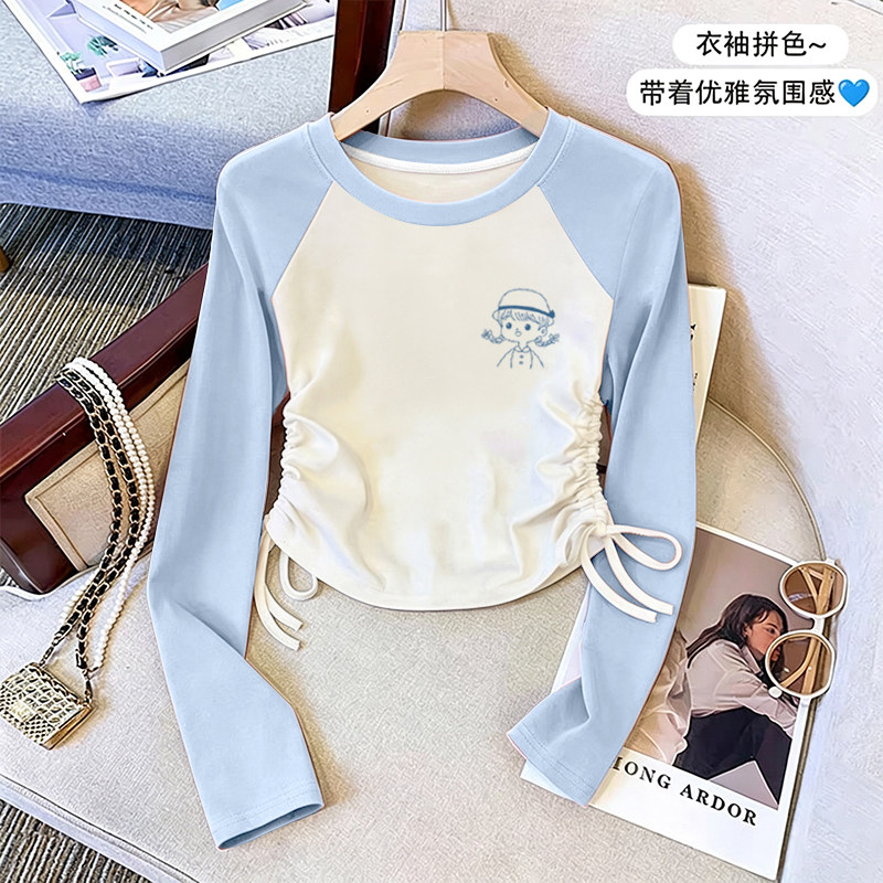 纯棉女童插肩圆领长袖t恤2026春秋新款中大儿童宝宝韩版印花上衣