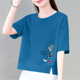 上衣女体恤衫 100%纯棉短袖 韩版 宽松显瘦印花短款 t恤女新款 潮夏季