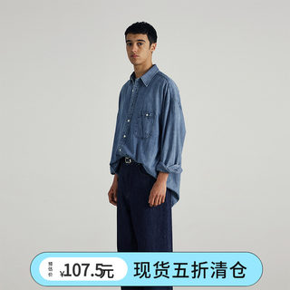 韩国正品 PARTIMENTO 2024春季新款男女纯色宽松休闲牛仔衬衣衬衫
