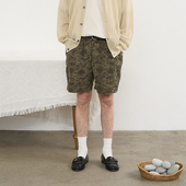 水洗复古迷彩短裤 韩国正品 PARTIMENTO 美式 小众速干松紧腰休闲裤
