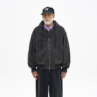 复古石洗工艺连帽夹克 韩国正品PARTIMENTO 双向拉链休闲百搭外套