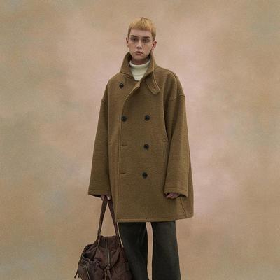 双排扣复古中长毛呢外套
