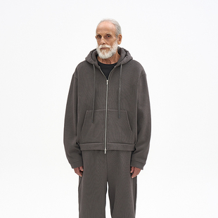 针织拉链连帽开衫外套 韩国正品PARTIMENTO 宽松休闲双头拉链卫衣