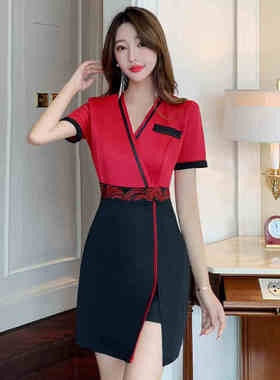 足浴技师工作服气质套装2022年新款足疗spa工服ktv沐足工衣女高端