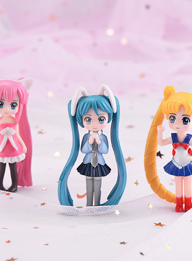 长头发美女摆件DIY可爱少女心装饰创意生日蛋糕摆件女孩卡通礼品