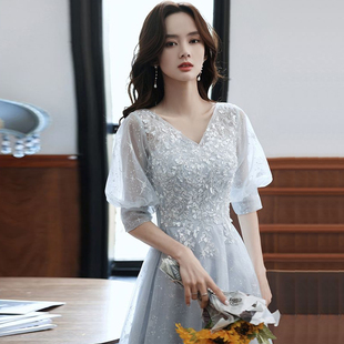 宴会主持人钢琴声乐音乐艺考艺术生连衣裙成年礼毕业季 礼服裙 长款