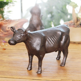 跨境欧美式铸铁复古老黄牛创意桌面动物家居酒店客厅会所装饰摆件