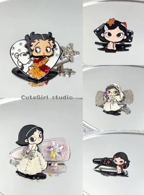 Cutegirl studio韩国新款贝蒂爱心镶钻刘海夹碎发夹可爱女孩边夹
