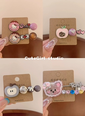Cutegirl studio韩系时尚苹果KT猫咪可爱一字夹发夹刘海夹碎发夹