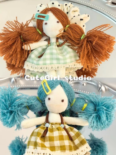 Cutegirl studio韩可爱碎花裙娃娃发夹女孩公仔发圈布艺玩偶发圈
