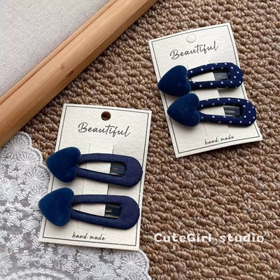 CuteGirl studio2026韩国新品发夹蓝色波点掰掰夹可爱发夹碎发夹
