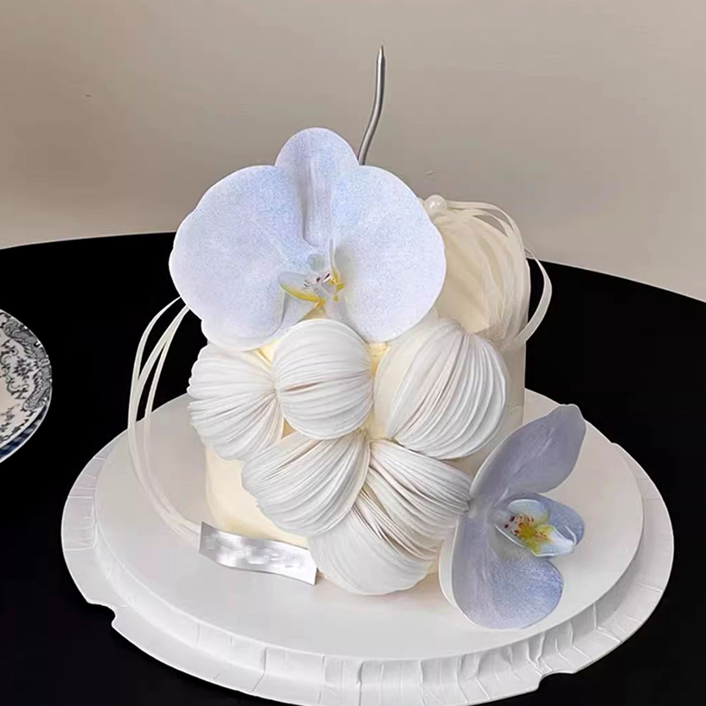 圆形威化纸食用糯米纸女生女神生日蛋糕装饰蝴蝶兰花朵花瓣插件