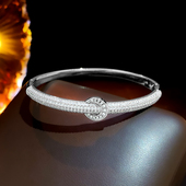 跨境新款 高档手饰批 重工铜镀真金镶超闪锆石精致手镯手环轻奢时尚