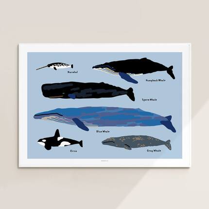 韩系Warmgrey Tail装饰画 Whales鲸鱼创意卧室挂画简约北欧风壁画