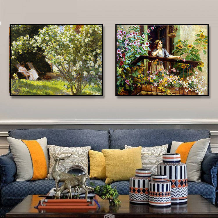 彼得 白玫瑰花丛田园风挂画客厅餐厅欧式卧室床头小众艺术装饰画