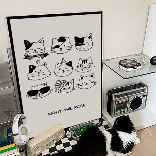 狗狗可爱猫猫ins装饰画卡通动物