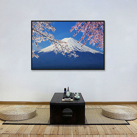 富士山装饰画樱花挂画卧室客厅