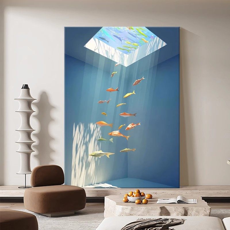 透过光的鱼北欧风高级感装饰画