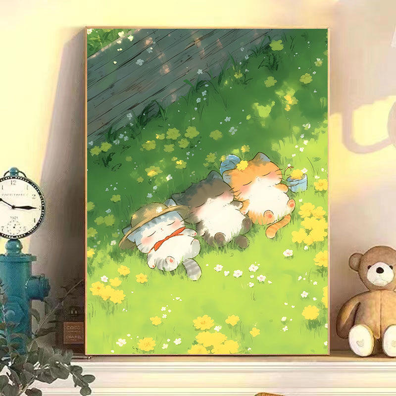 宫崎骏可爱动物插画儿童房装饰画高级感系客厅卧室挂画床头柜摆画