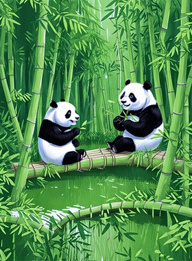 新款可爱熊猫竹林海报贴纸墙贴室内家用出租屋桌面不干胶贴纸