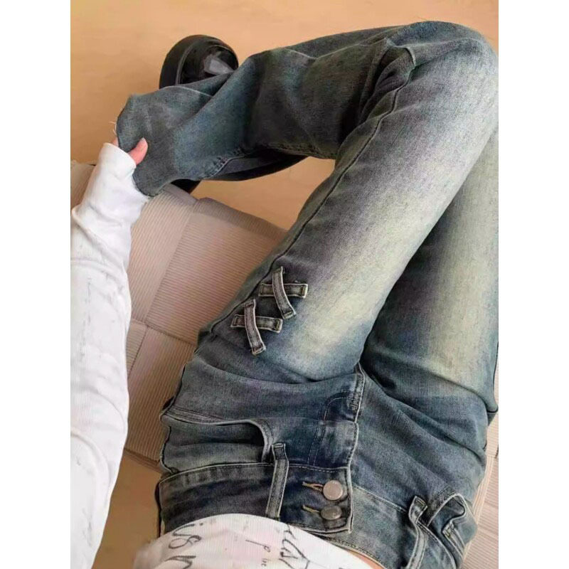 高个子加长版复古微喇牛仔裤女夏季高腰修身显瘦弹力马蹄喇叭裤子