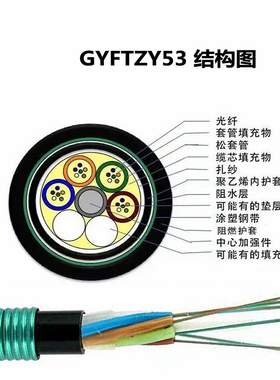 室外GYFTZY53-4芯G652单模 12/16/24/48B1非金属阻燃地埋铠装光缆