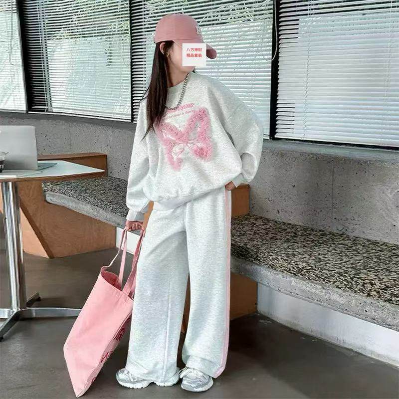 儿童卫衣套装春秋2026新款女童时尚洋气阔腿卫裤中大童休闲两件套