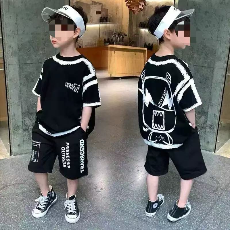 男童夏季时尚纯棉短袖运动两件套