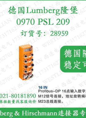 lumberg德国隆堡 0970 PSL 209 Profibus-DP 16点输入数字量模块