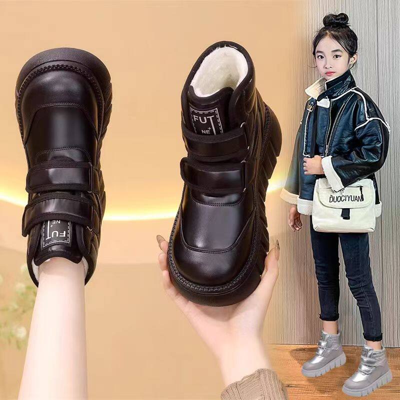 女童加绒棉靴冬季2025新款儿童加厚保暖冬鞋男童大棉鞋中大童棉靴