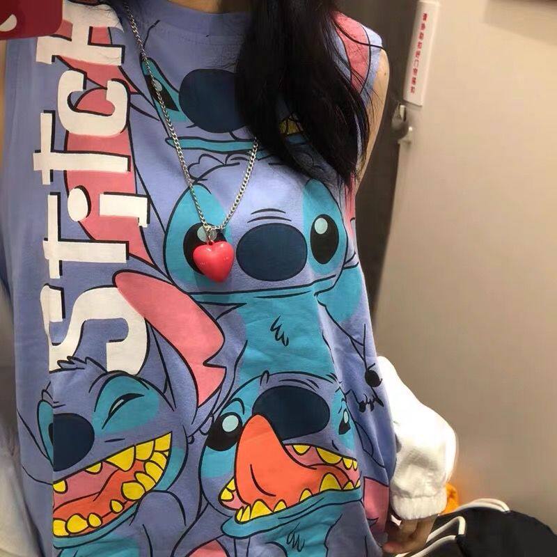 史迪仔无袖t恤女夏季港风mschf宽松史迪奇纯棉外穿吊带背心上衣潮