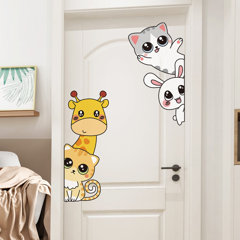 卡通可爱门贴纸自粘儿童房间女孩公主卧室门上装饰小图案遮丑贴画,家居饰品,软装墙贴,淘宝优惠券,粉丝福利购,淘宝优惠卷