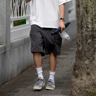 休闲裤 nick雅痞欧美日系复古五分西装 国潮宽松六分短裤 男夏季 潮 裤