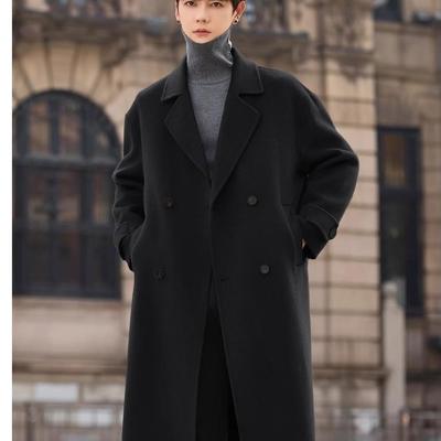 850g重磅欧美男士羊毛呢大衣中长款双面羊绒外套过膝风衣冬季加厚