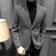 大码 秋冬羊毛呢子千鸟格西装 男外套休闲复古重磅格子小西服男装 潮