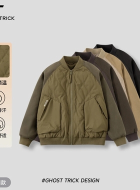 杰仔穿搭 Studio  2025秋冬男拼接宽松棒球领棉服外套DM-58610