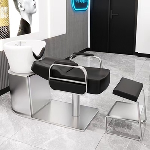 厂家直销发廊专用网红暴款洗头床陶瓷盆高档半躺式冲水床理发店床