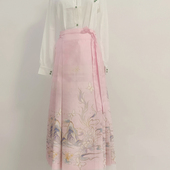 原创明制汉服女织金妆花拼接纱纱料透纱剪花妆花新中式 半身裙国风