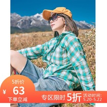 50% off Beijing forest outdoor vintage classic Plaid cotton shirt shirt loose casual top female