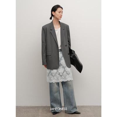JANEONESS褶裥两粒扣西装外套