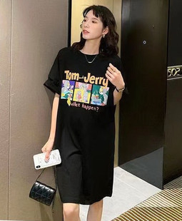 短袖T恤裙女简约夏季新款宽松韩版休闲百搭显瘦下身失踪上衣潮流