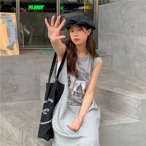 韩版显瘦宽松直筒连衣裙时髦印花