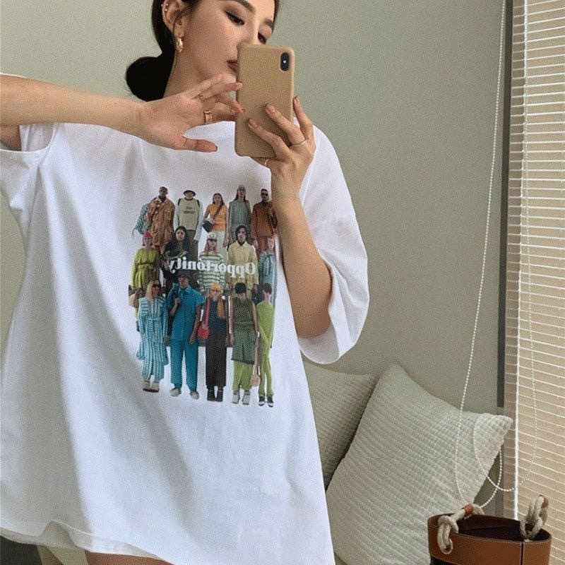 夏季韩版森系连衣裙短袖下衣失踪休闲中长款性感宽松简约T恤女