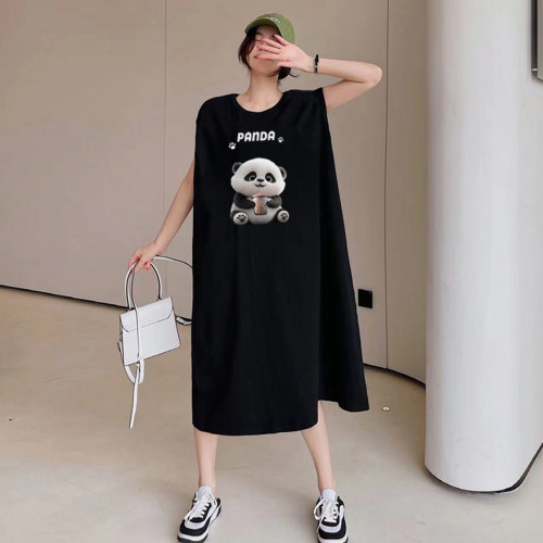 仿棉牛奶丝#无袖长裙女夏季宽松连衣裙中长款背心睡裙#外贸