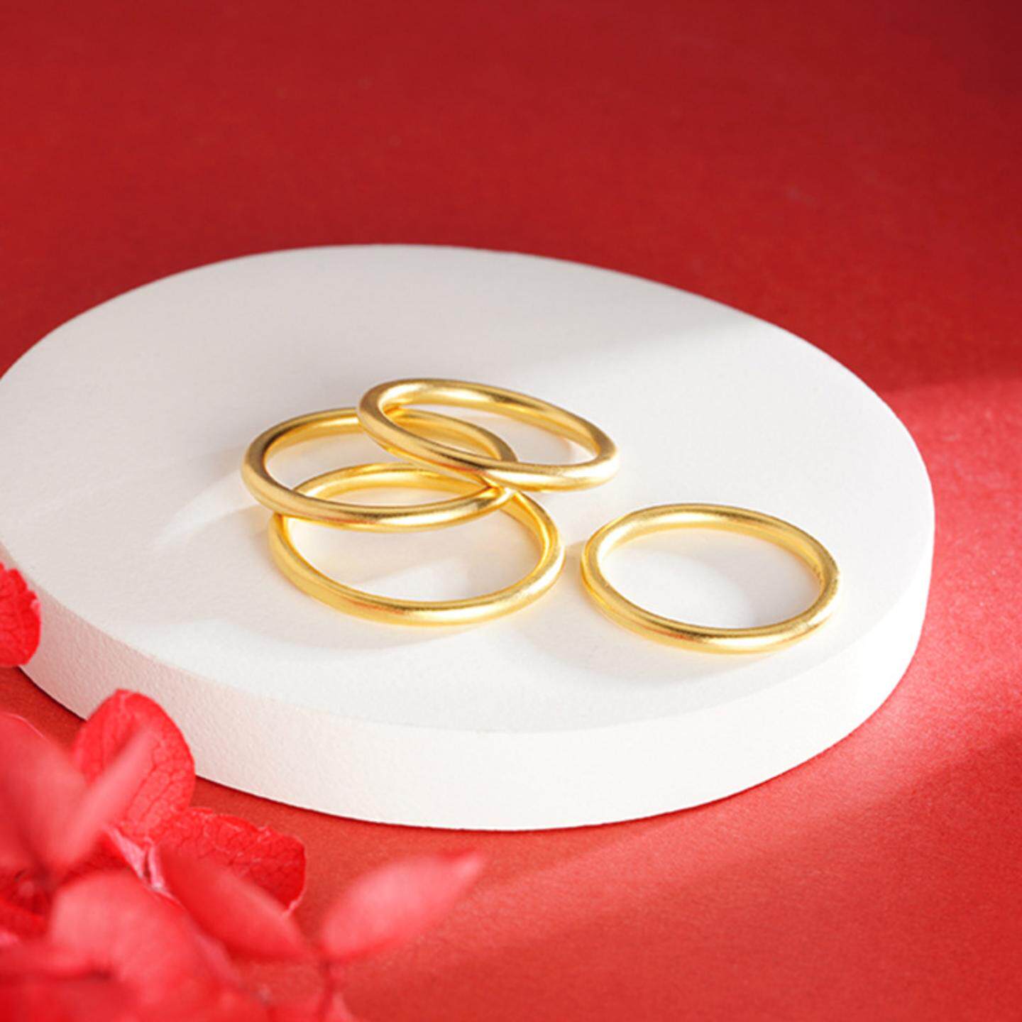 沙金素圈喷砂工艺久不掉色小众设计高级气质简约时尚女戒指铜配饰