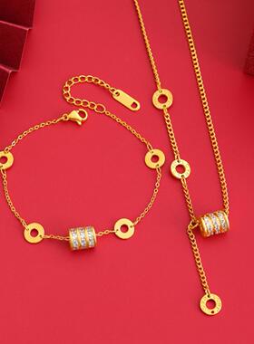 轻奢小蛮腰锆石项链手链套装