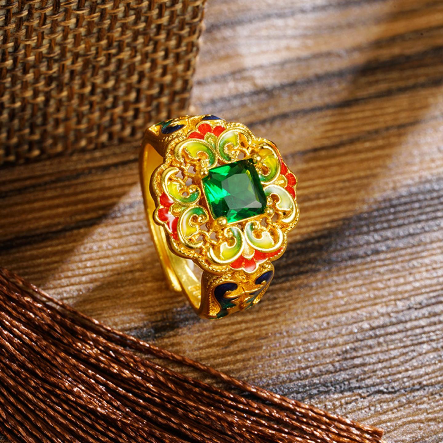 沙金复古民族风轻奢戒指